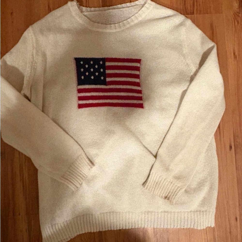 Brandy Melville Cream Sweater with Flag Design